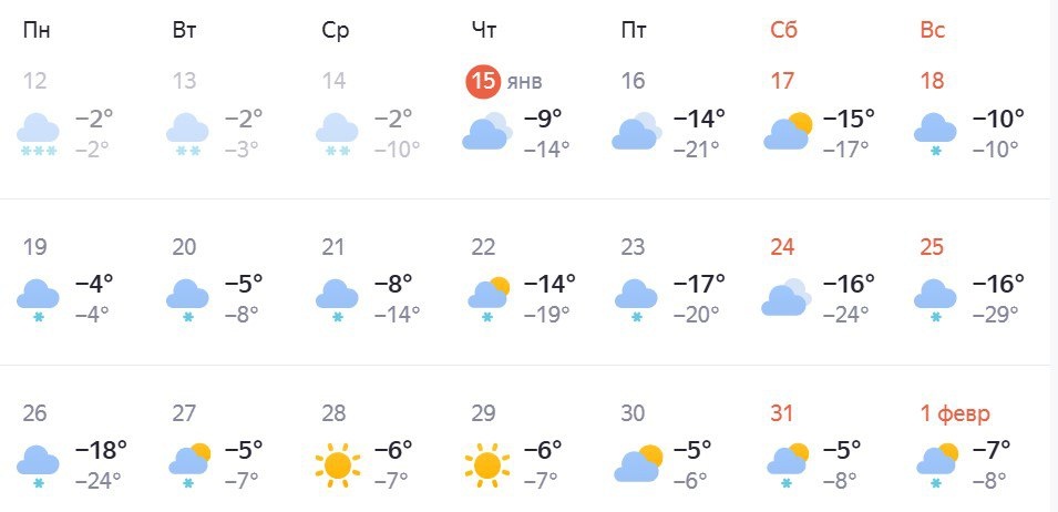 Опубликован прогноз погоды в Нижнем Новгороде на вторую половину января - фото 1