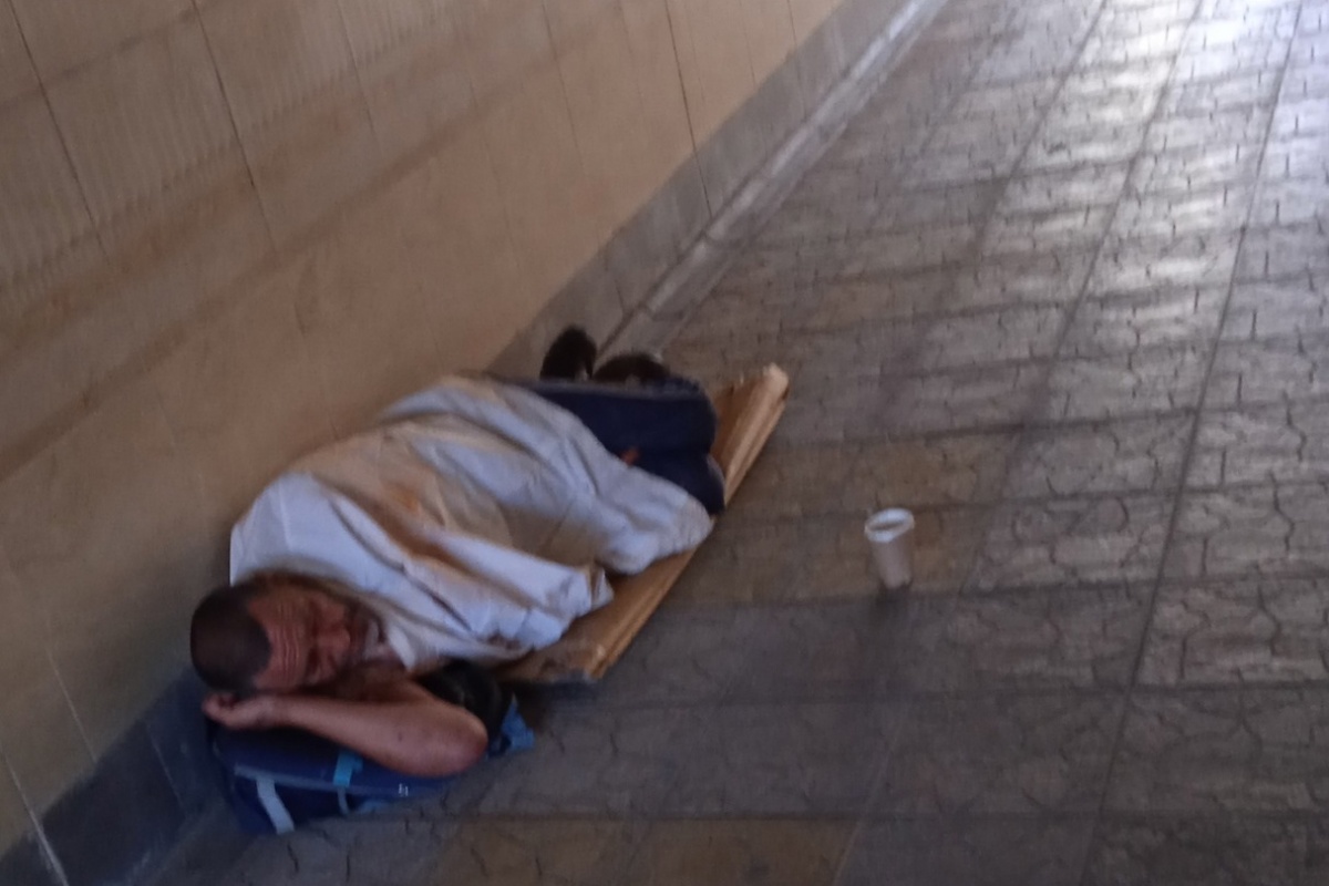 Нижегородцы жалуются на спящих бездомных в переходе на Стрелке - фото 1