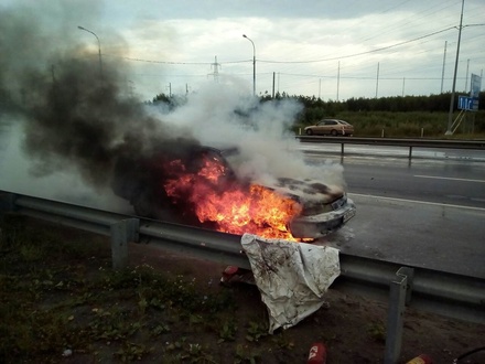Водитель чуть не сгорел в собственной машине в Арзамасском районе